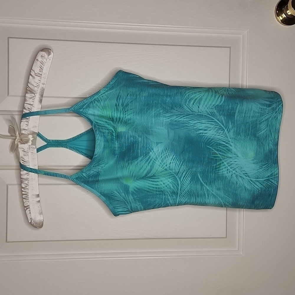 Athleta Girl Tropical Green Leaf Tank Top Size 12